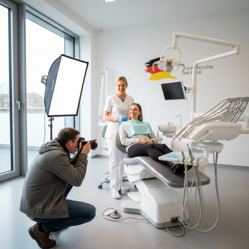 Behind-the-scenes Foto-Shooting in einer Zahnarztpraxis